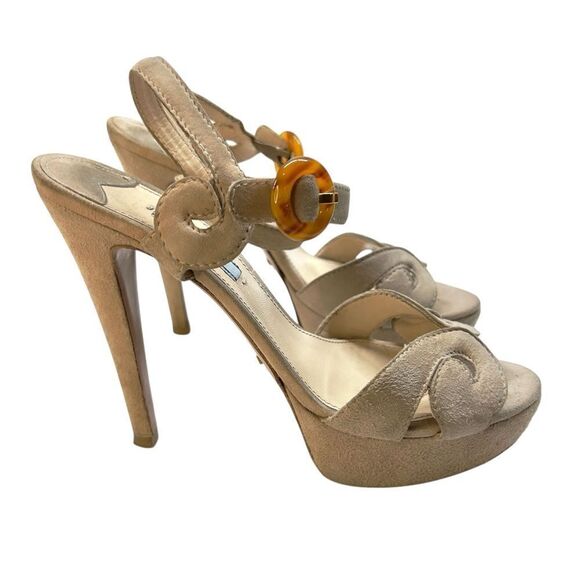 Prada Cream Stiletto Platform Heels 40.5 10.5 - Picture 5 of 12